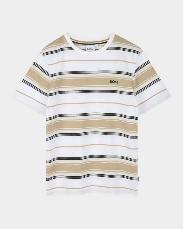 Boy's Short-Sleeve Cotton Jersey Stripe T-Shirt, Size 6-
